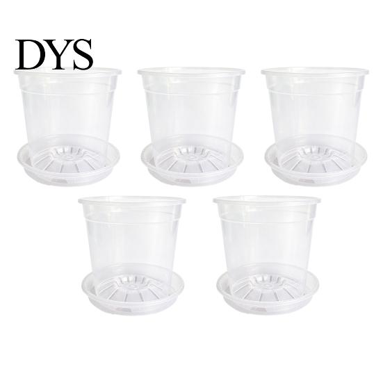 Orchid Repotting Supplies Clear Plastic Pot with Saucer, Plant Pots Drainage Holes, Ventilated Flower for Rose, Phalaenopsis, Seedings Indoor