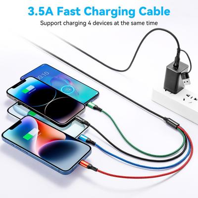 5 In 1 Multi Charging Cable 3.5A, Multi Fast Charging Cord USB A/C To Type C/Micro USB/Lightning Braided Universal Muliple Charger Cable,Multi