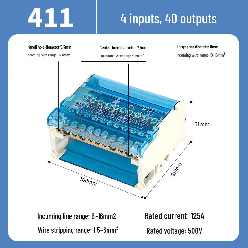 

Din Rail Power Distribution Terminal Block CN plug (adapter included)