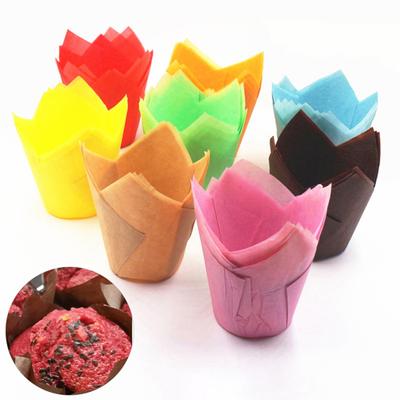 50 Stück hohe Pappbecher, temperaturbeständig, für Kuchen, Backen, Tulpen-Muffinförmchen