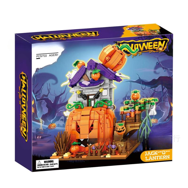 Halloween Gifts Small Particle Building Blocks, Pumpkin Houses Ghost Houses, Scene Building Blocks, Children's Intelligence Development, Assembly Toys