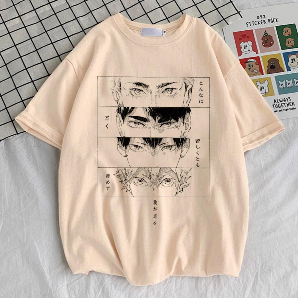 Haikyuu Top Tees Female 80s Vintage 2000s Graphic Colorful Comfortable Top Tees Graphic Grunge Pop Culture 2000s Colorful Pastel