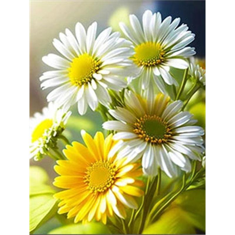 Pictura cu diamant DIY Kit cu punct de cruce cu flori Mozaic Artă pictură cu diamant Cerc complet/Diamant pătrat Decor pentru casa