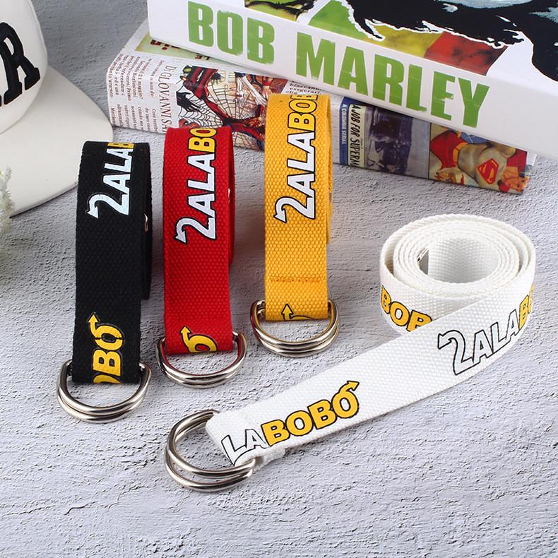 Fashion Letter Pattern Neutral Casual Nylon Waist Belt With Double Design Buckle
