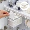 Scatola portaoggetti stile cassetto sotto lo specchietto trasparente per bagno cotone stick trucco cotone da bagno estraibile