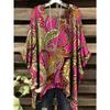 2026 Camiseta de Manga Corta Irregular de Moda con Estampado Floral Vintage para Mujer Ropa de Mujer Holgada y Casual Top Oversize