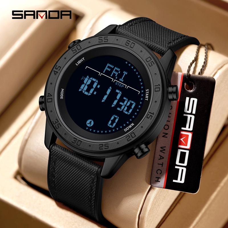 

SANDA Men s Multifunctional Sports Watch: Waterproof with Calorie Counter, Compass, Metronome, and Alarm.