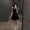 Pure Desire Hottie Black Temperament Sexy Fake Two-piece Summer Lace Dress New Short Skirt Skirt Sleeveless