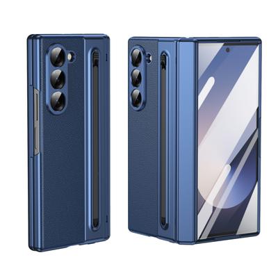Lederoptik Dünne Hülle für Samsung Galaxy Z Fold 7 6 5 4 3 mit Stifthalter Kunststoff Faltbare Stoßfeste Schutzhülle
