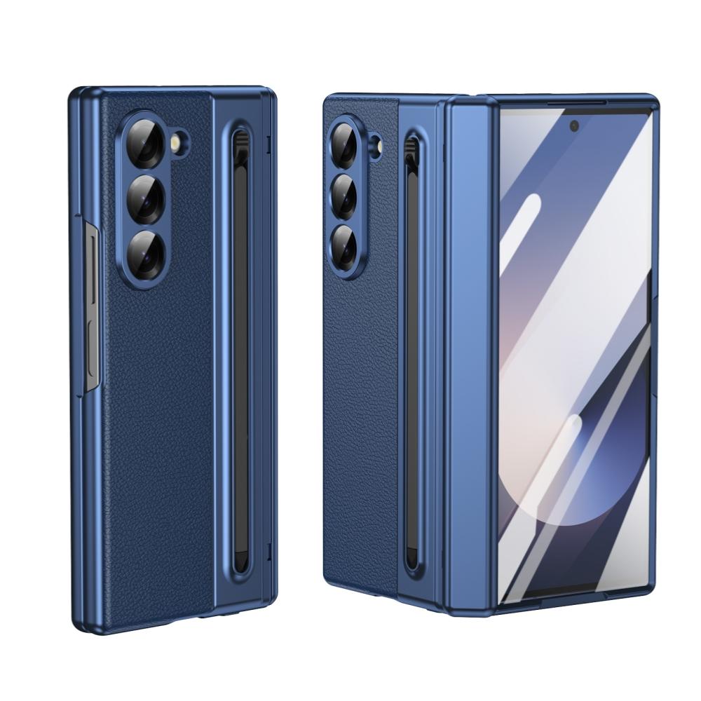 Leather Feel Slim Case for Samsung Galaxy Z Fold 7 6 5 4 3 with Stylus Pen Slot Holder Plastic Fold Shockproof Protection Cover