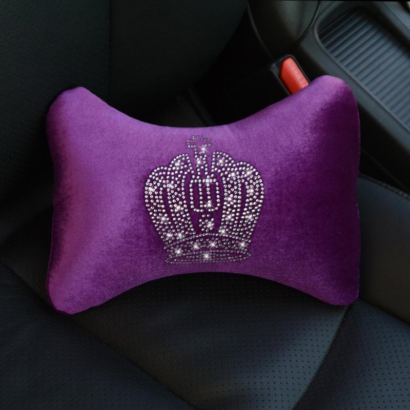 Diamond Car Headrest Pillow and Waist Cushion Set with Neck Pillow - Car Interior Comfort Kit