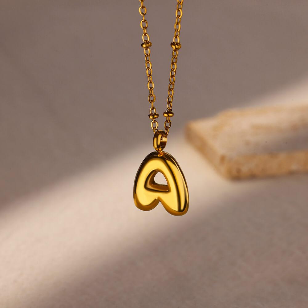 Chunky Initial Letter Stainless Steel Necklaces For Women Gold Color A-Z Letter Necklace Wedding  Fashion Party Jewelry Gift Bff