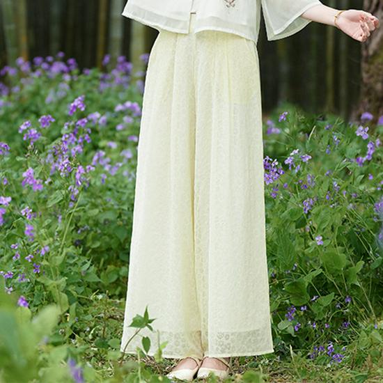 

Летний ретро вышитый костюм тан и брюки клеш ханьфу 2025 XL