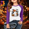 Kids Halloween Printed Long Sleeve T-Shirt, Casual Round Neck Top for Daily Wear and Party