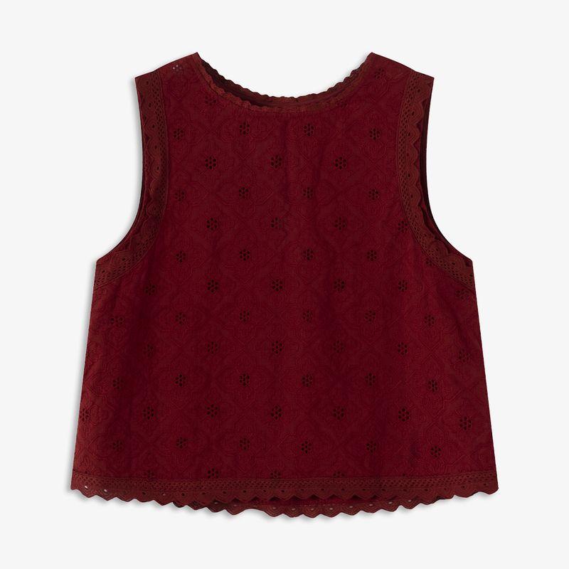 

Aozhiguo Exquisite Hollow-out Embroidered Lace Lace Sleeveless Shirt Women s 3-Color Back Hollow-out Loose Tops N Red M