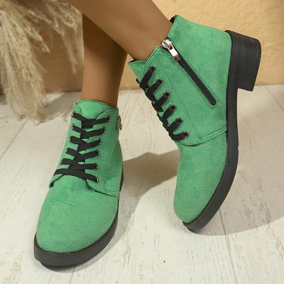 Large Size Block-heeled Boots for Women, New British-style Casual Fashion for Autumn/winter 2025, Versatile Lace-up Boots Women
