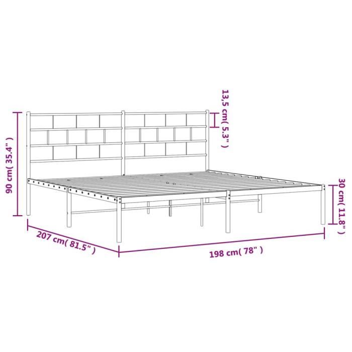 VidaXL Cadre de lit métal avec tête de lit blanc 193x203 cm 355714