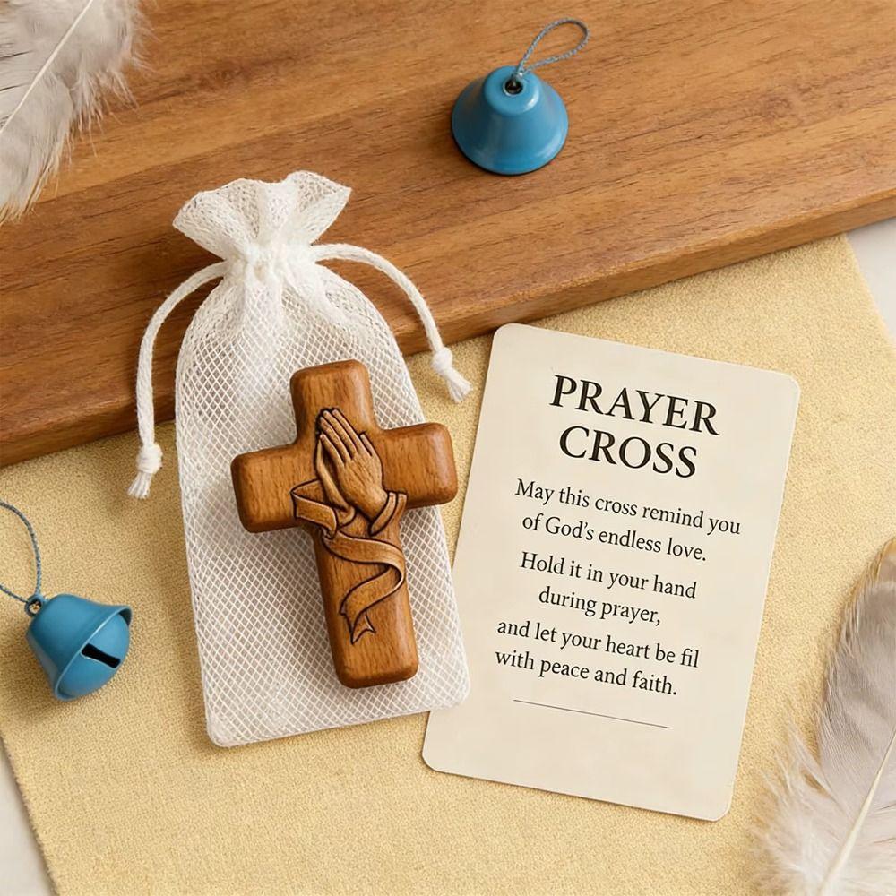 Blessing Mini Wooden Cross with Card Crosses Figurine Cross Ornament  Daily Prayer
