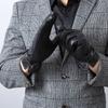 Leather Gloves for Men Sheepskin Fashionable Commuting  Outdoor Cycling Warm Finger Split Gloves