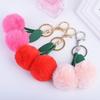 Plush Fur Fluffy Cute Cherry Keyring Pendant Bag Hanging Accessories Fashion Jewelry