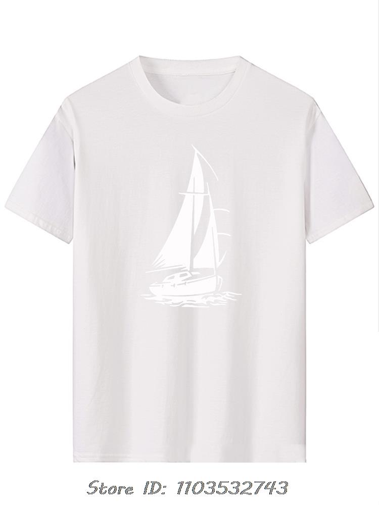 Men's Clothing Oversized T-shirt Funny Yacht Boat Ship Sea Ocean Waves Casual Fitness T Shirt Handsome Raglan Cotton Tshirt