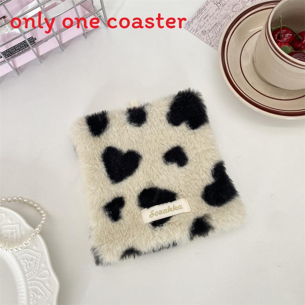 Plush Heart Shape Coasters With Modern Minimalist Design For Home Dining And Coffee Table Decor