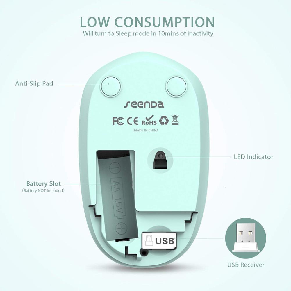 i210 Mute 2.4G Wireless Mouse 2 keys 1600 DPI Portable Ergonomic Women MINI Mouse for Desktop Computer Laptops