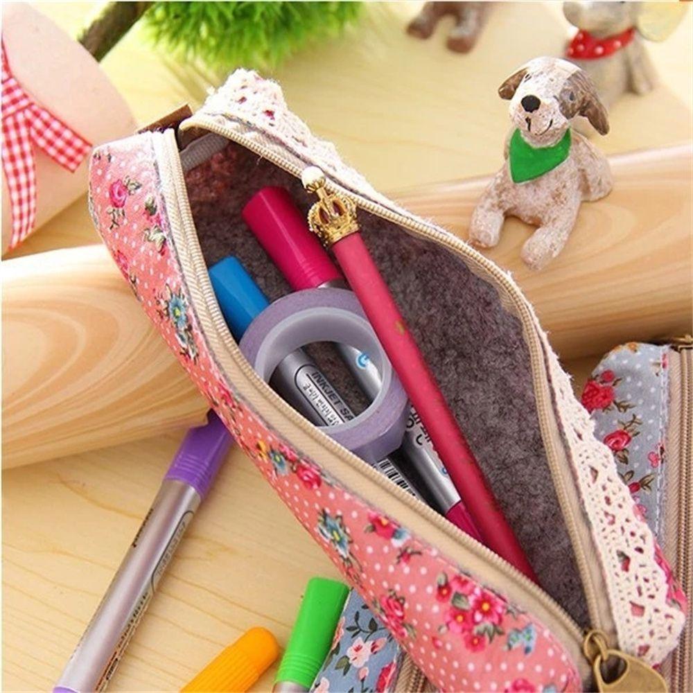 For Girl Mini Makeup Bag Retro Flower Vintage Pencil Bag Zipper Pouch Cosmetic Bag Pencil Case