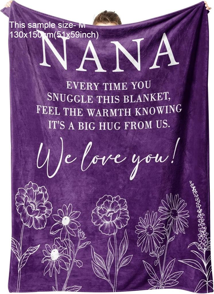 1Pc Gift Blanket To Nana To Grandma Flannel Thin Blankets For Birthday Gifts Mother'S Day Festival Perfect Gifts Four Season Use