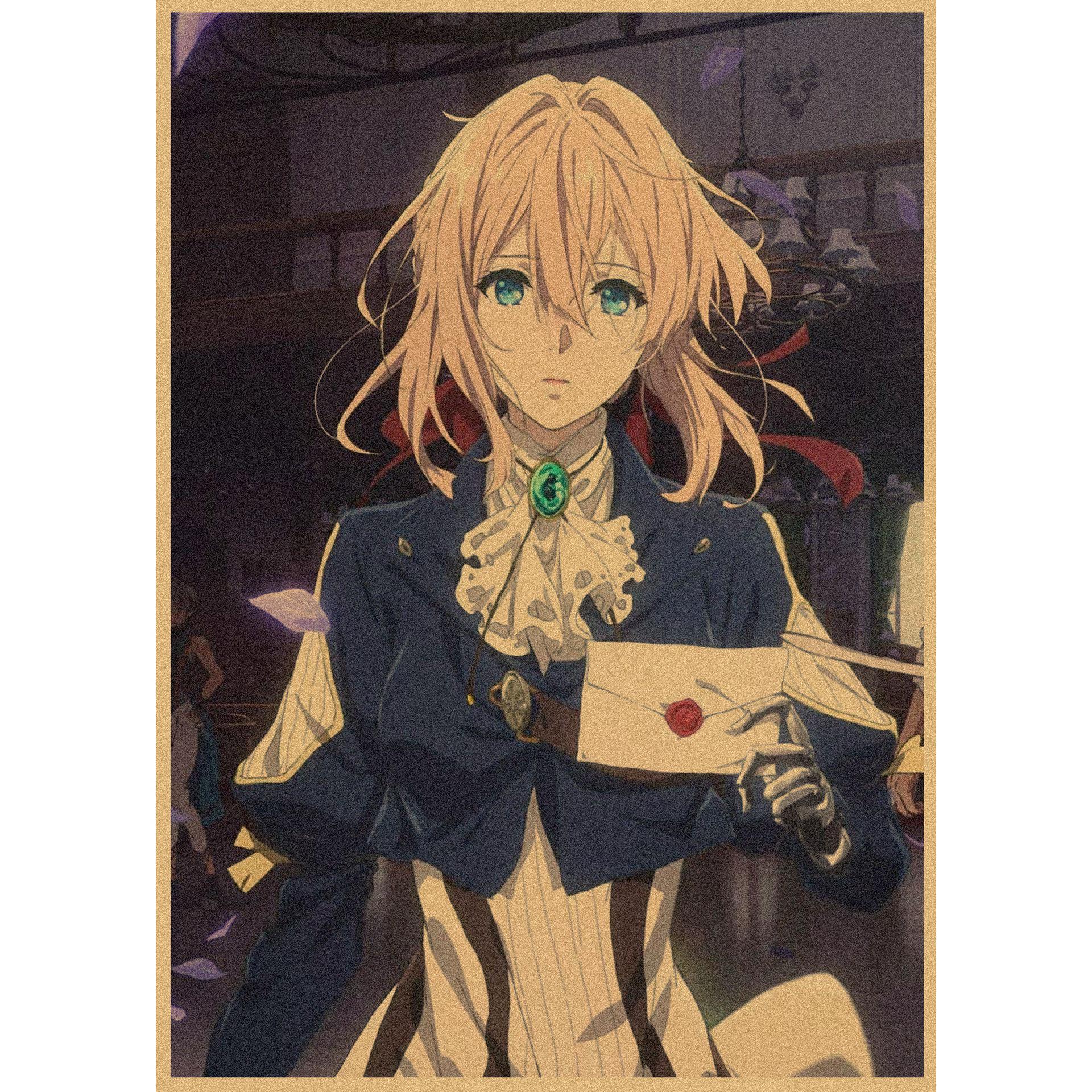 

Violet Evergarden Retro Anime Poster - Two-Dimensional Kraft Paper Wall Art Mural 42X29.7cm (A3 size)