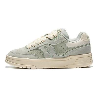 Chilltime Suede Round Toe Lace-Up Athletic Shock Absorbing Low-Top Casual Shoes Unisex Sneakers Green S79045-5