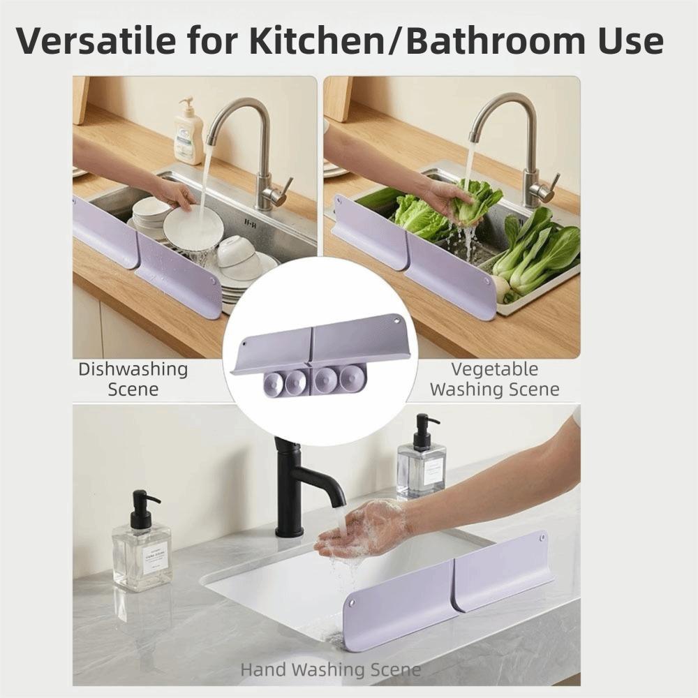 Foldable Silicone Sink Splash Guard Suction Cup Base Folding Water Blocking  Countertop Use