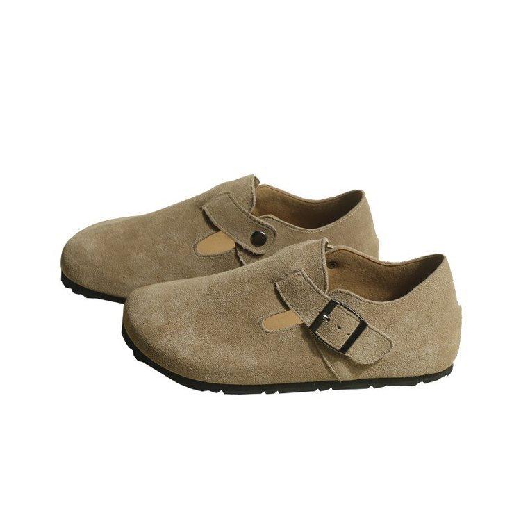 [Ziyan] Single Shoes, Matte Real Soft Leather Retro Boken Shoes, Women's One-pedal Casual Shoes, Flat-soled Doudou Shoes