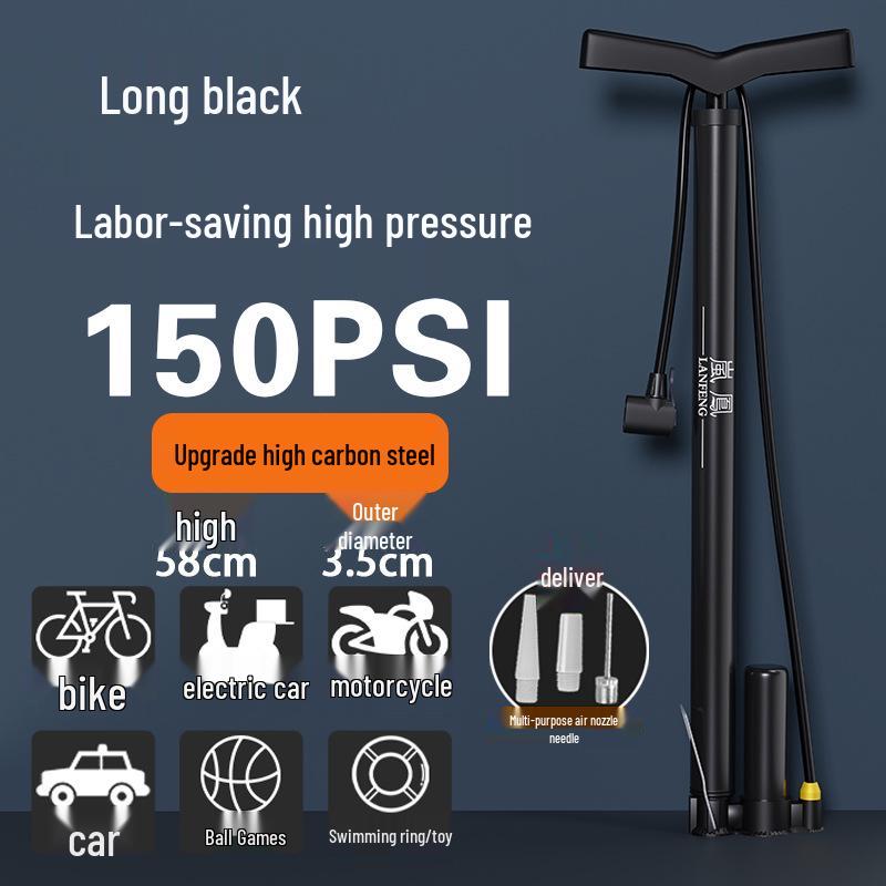 Universal High-Pressure Air Pump for Bikes, Cars, and Basketballs with Inflation Cylinder