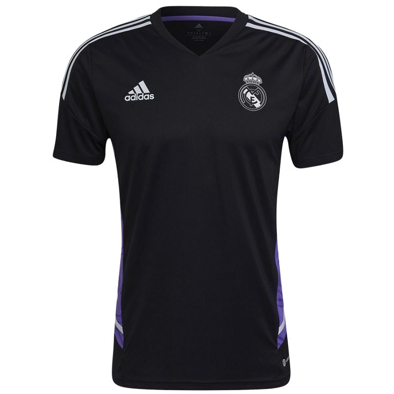 

Adidas Real Madrid 22-23 Season Quick-Dry Slim Fit Short Sleeve Football Shirt Men Tops Black Purple HA2598 L