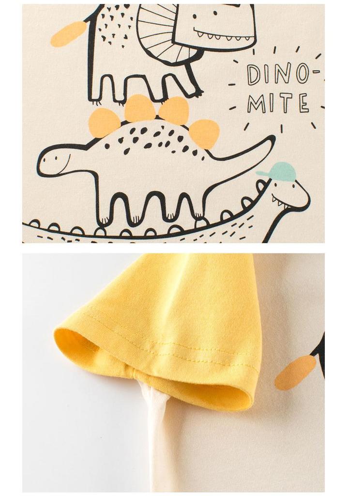 Korean Style 2024 Summer Dinosaur Print Toddler & Kids Short Sleeve T-Shirt