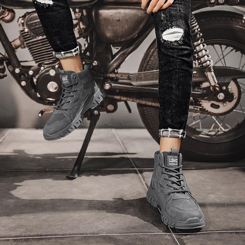 New Fashion Autumn And Winter Men's High Top Martin Boots Students Male Boys Trending Soft Sole Work Shoes Labor Protection Martin Sneakers