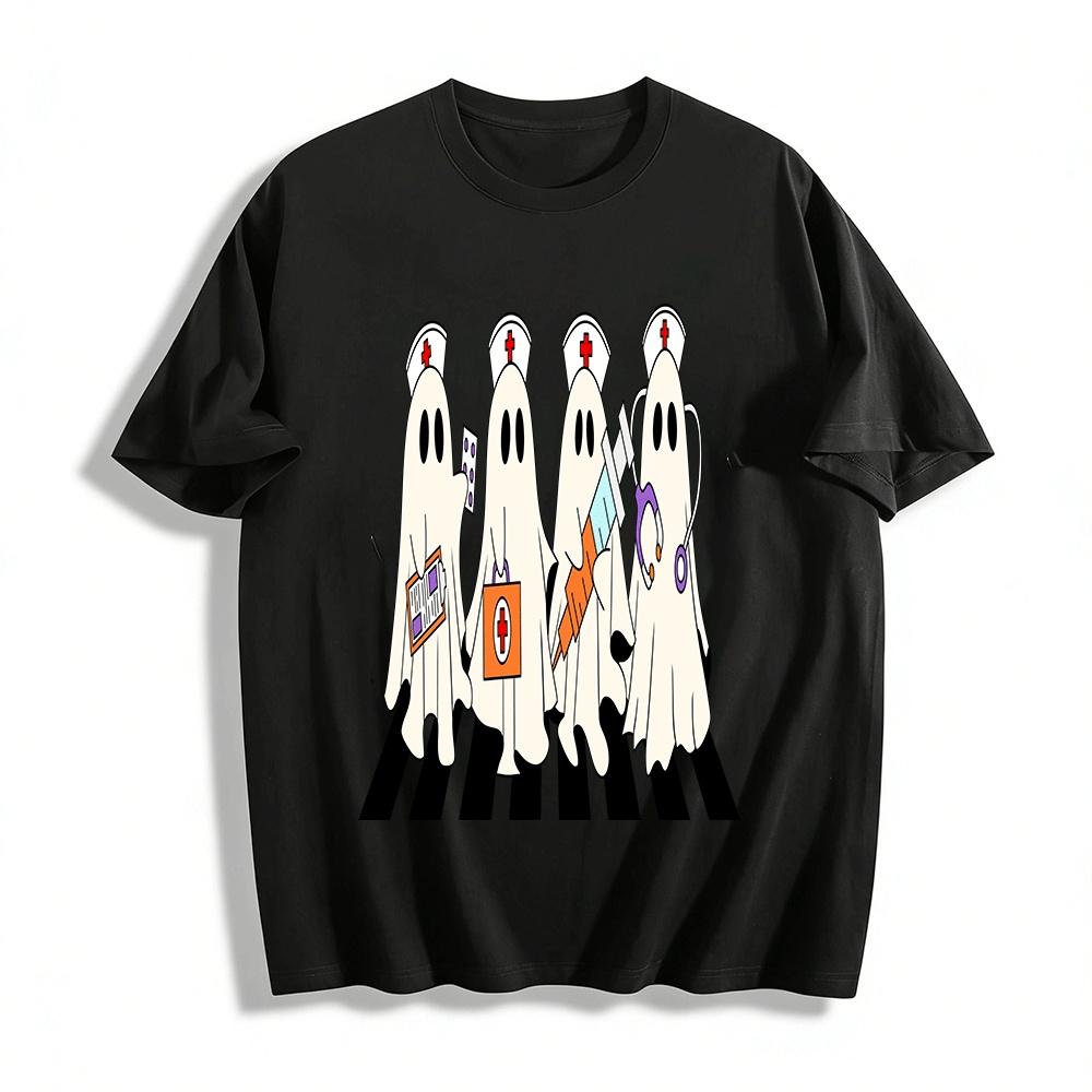 

Halloween Medical Ghosts Graphic Print Top Pure cotton T-shirt XXS