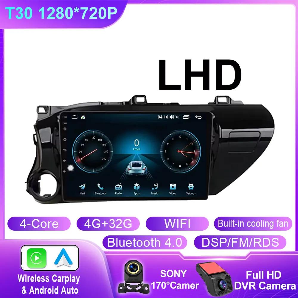 Android 14 Carplay Car Radio For Toyota HILUX REVO VIGO IMV 2016 2017 Navigation GPS Multimedia Player WiFi+4G Stereo Video BT