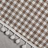 Kitchen Short Curtain Panel with Rod Pocket, Light Filtering Polyester and Gingham Trim for Bath and Cabinet Use
