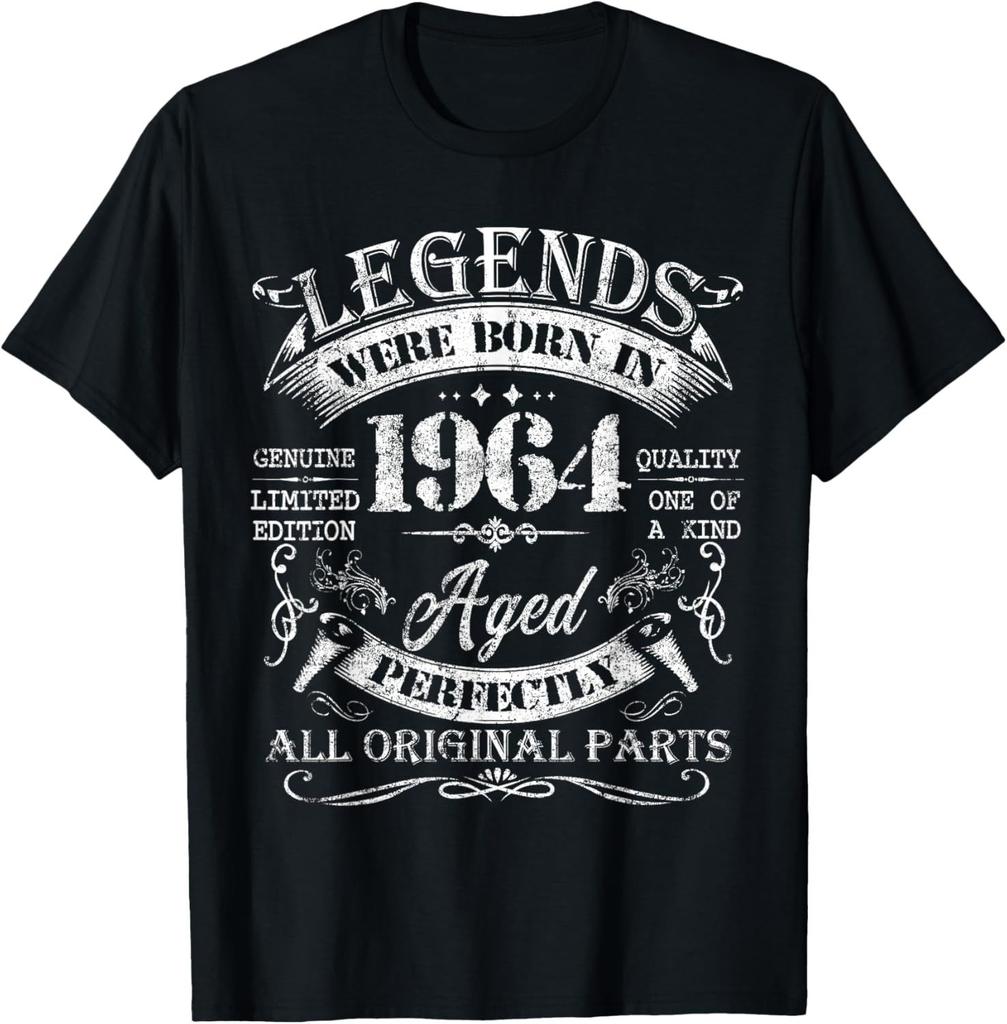 Vintage 60th Birthday Decorations Vintage 1964 60 Birthday TShirt Men Women Clothes Graphic T Shirts Unisex Summer Soft Tops