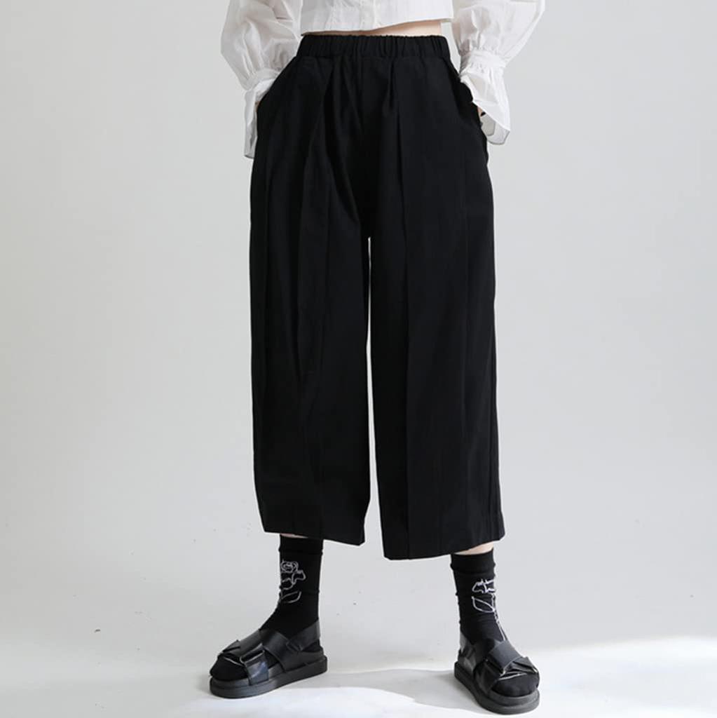SISOFTLY Wide Leg Loose Gaucho Long Ankle Casual Balloon Solid Elastic Loose Fit One Women's Pants, Fit, Spring/Autumn Pants, Pants, Pants, Pants,