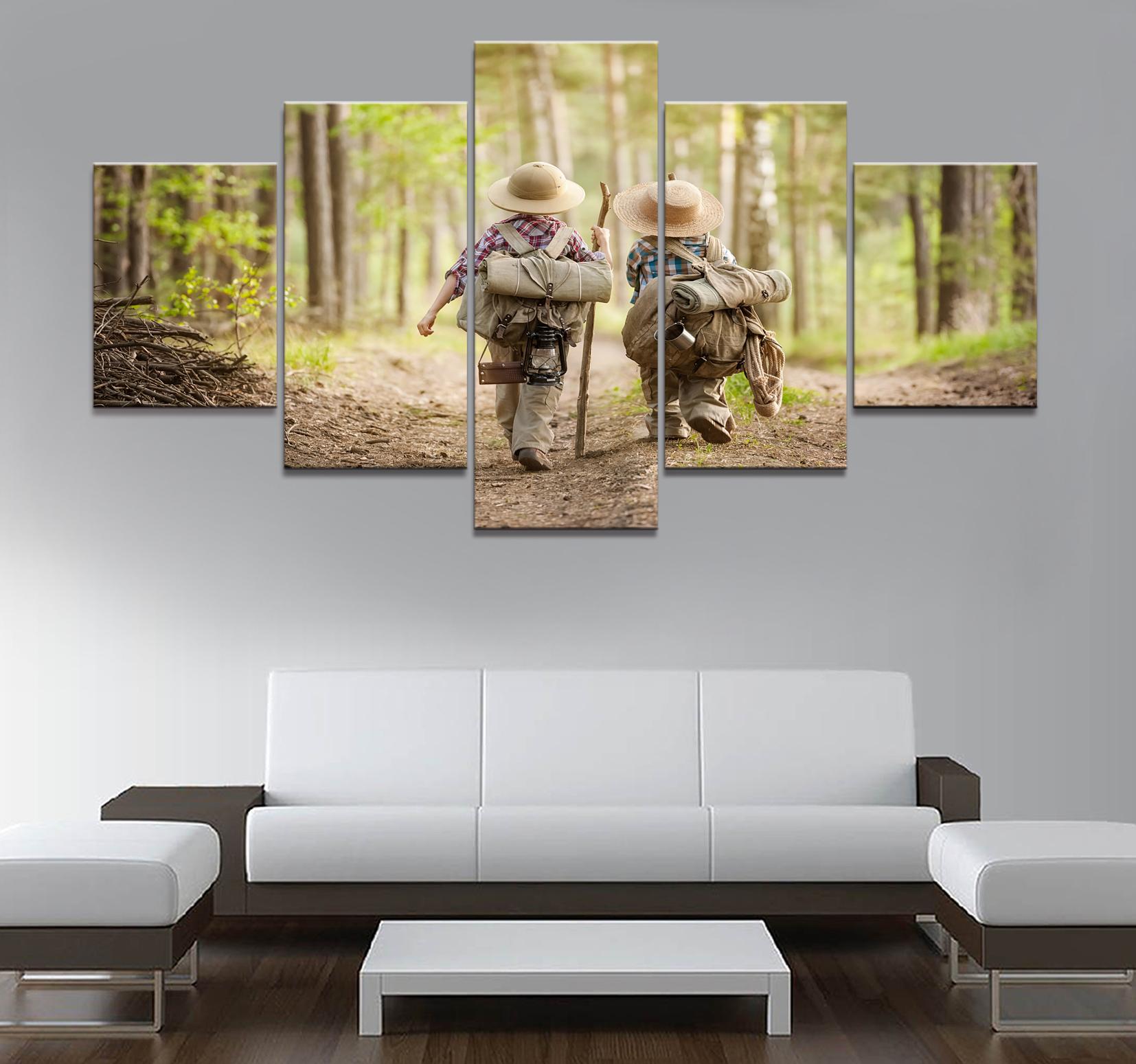 

Плакат для домашнего декора, HD-изображения, принты на холсте, 5 шт., модульная маленькая лесная авантюристка, художественная декоративная живопись для гостиной, без рамки 20x35cm*2 20x45cm*2 20x55cm*1