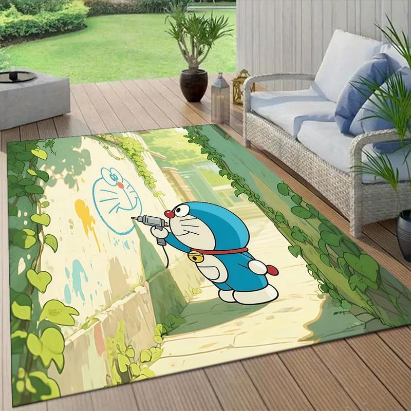 Doraemon4 Flannel Pattern Square Carpet,Area Rug,Carpet Rug for Living Room Bedroom Sofa Playroom Decor,Non-slip Floor Mat