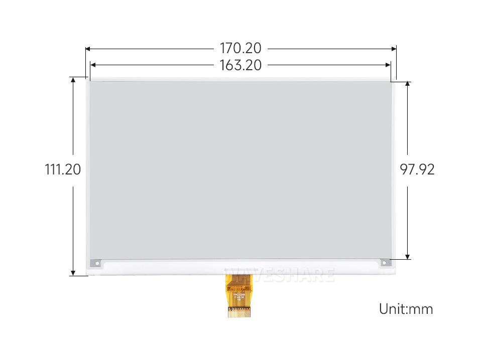 Ecran e-Paper 7,5" Raspberry Pi, Rezoluție 800×480, Alb-Negru