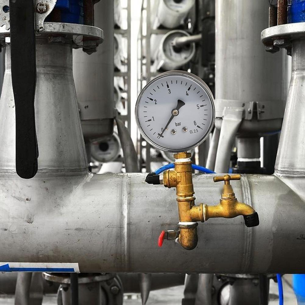 Easy Installation Pressure Gauge Pressure Meter 0-6 Bar Gauge Air Pressure Gauge Easy Installation Leak-Proof Connection