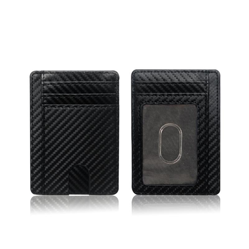 Ultra Thin Credit Card Holder Pu Leather Slim Wallet RFID Blocking Carbon Fiber Minimalist Cardholder Smart Wallets for Men