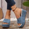 Suede Wedges Sandals Women's Platform Outdoor Plus Size 35-43 Thick Sole Summer Slippers Ladies Casual Slides Zapatos De Mujer