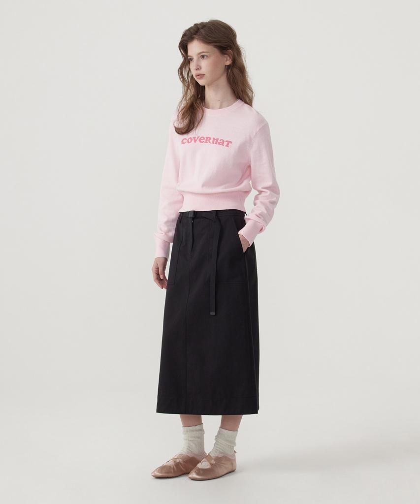 COVERNAT WOMAN Cooper Logo Round Neck Knit Light Pink