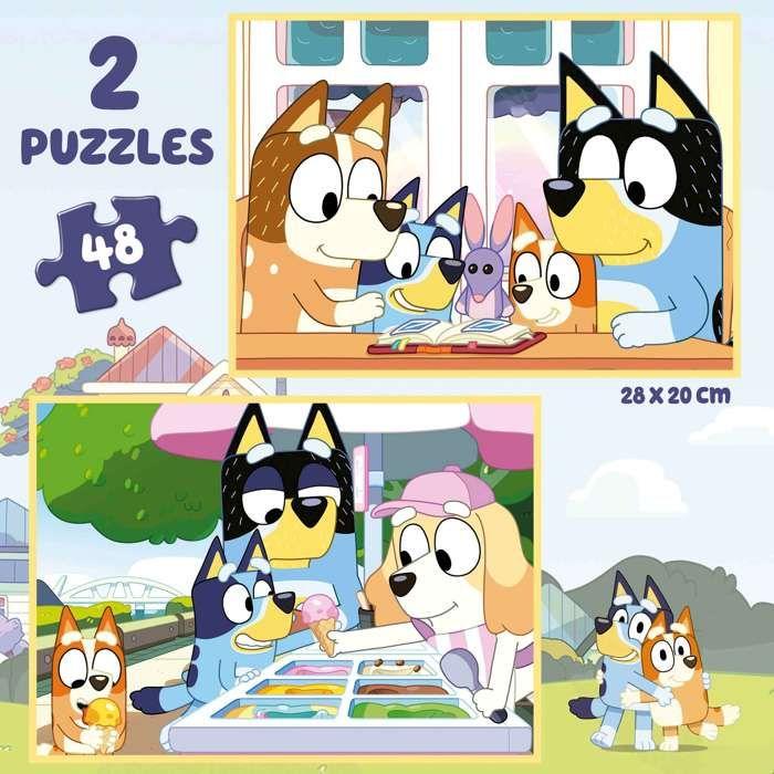 Puzzle - EDUCA - Bluey Valise 2 Puzzles - 48 pièces - 28x20 cm - Pour enfants de 3 à 6 ans